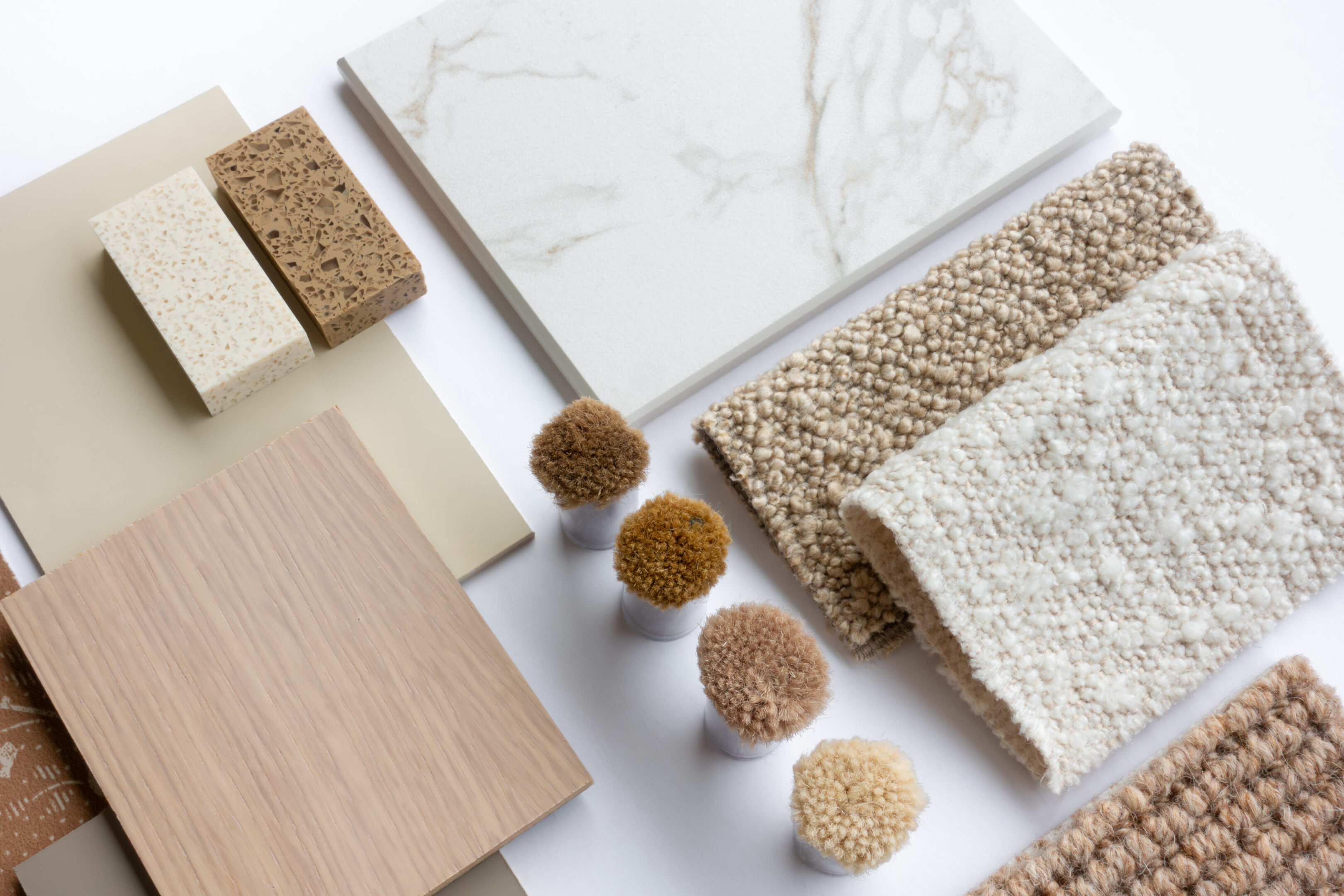 Neutral interior material and carpet samples
